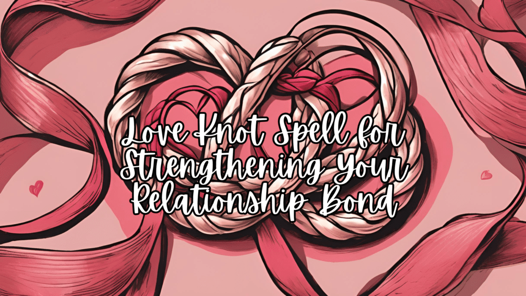 A red ribbon and two small charms tied into a love knot for strengthening your relationship