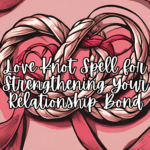 A red ribbon and two small charms tied into a love knot for strengthening your relationship