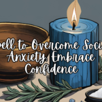A blue candle burning with rosemary, salt, and a tiger’s eye crystal arranged in a protective circle, for a spell to overcome social anxiety Tags: overcome social anxiety, confidence spell, spell for anxiety, rosemary magic,