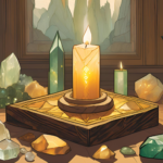Crystals for Manifestation: crystals for manifestation on moonlit altar with candlelight and sacred tools
