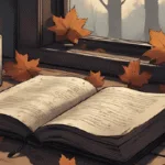 Mabon shadow work journal with candle and autumn leaves