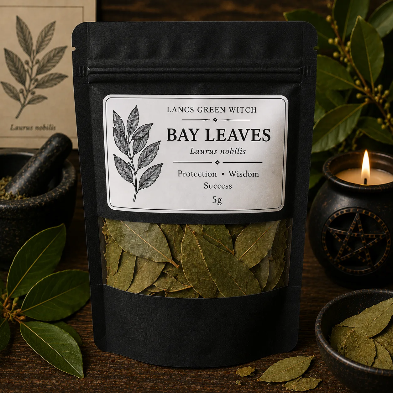Dried Bay Leaves for Witchcraft & Spellwork – 5g Ritual Herb