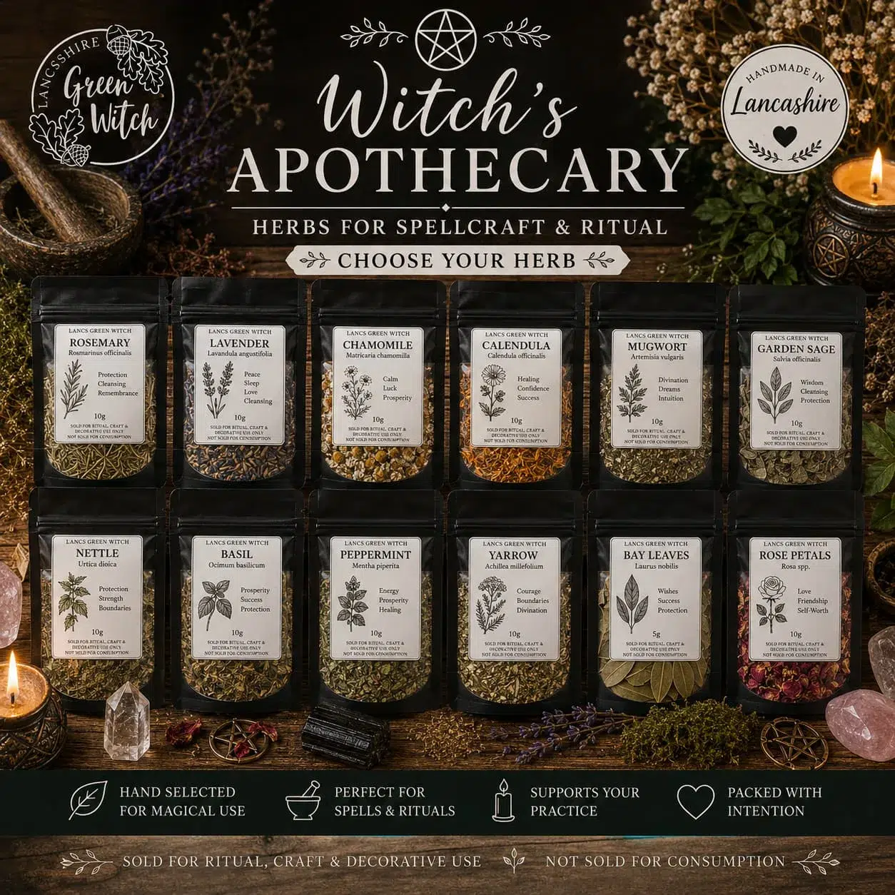 Dried Chamomile for Witchcraft & Spellwork – 10g Ritual Herb