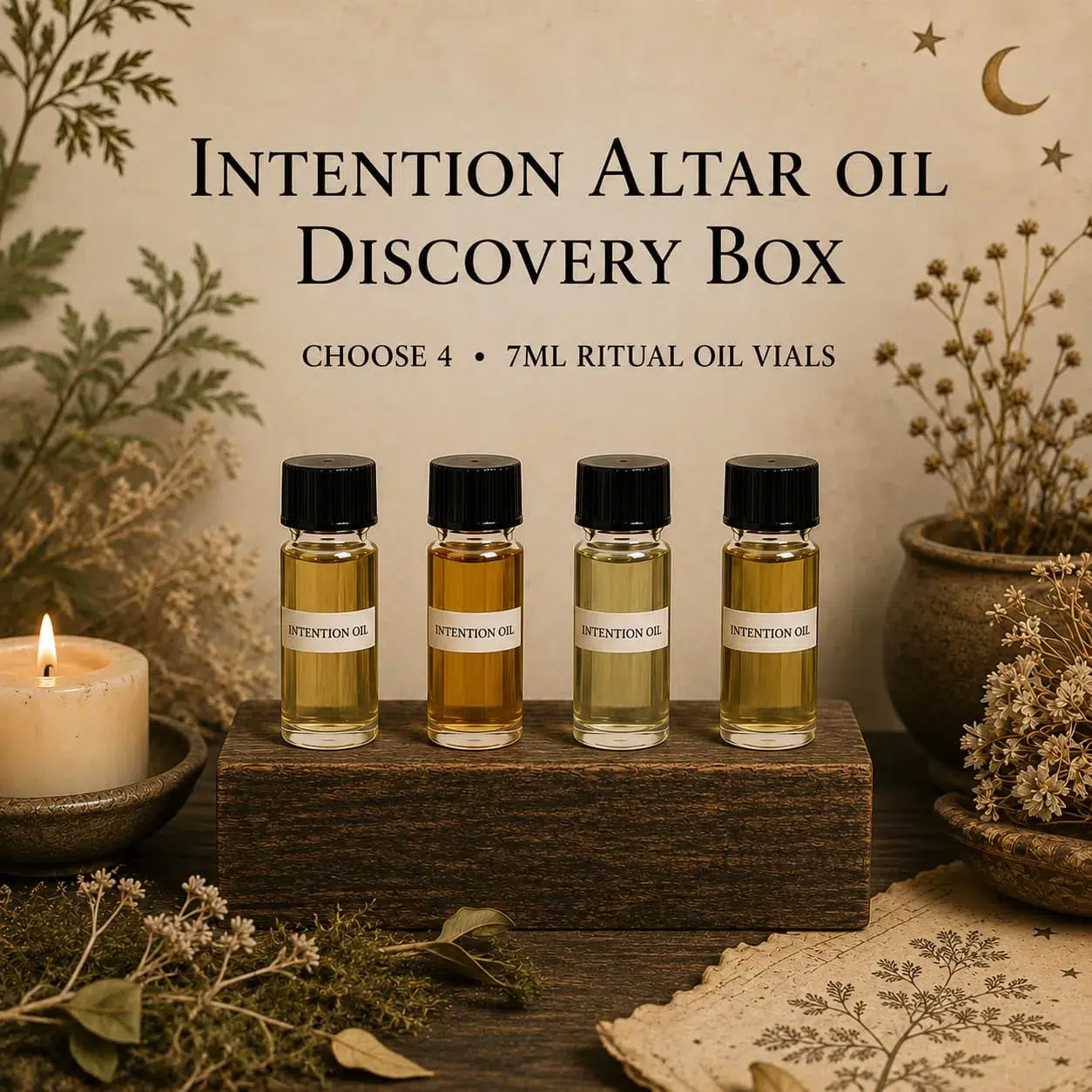 Intention Altar Oil Discovery Box – 4 x 7ml Ritual Oil Vials