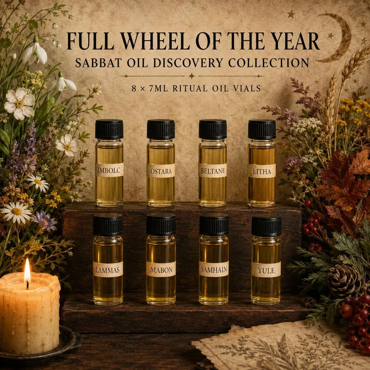 Full Wheel of the Year Sabbat Oil Discovery Collection – 8 x 7ml Ritual Oil Vials