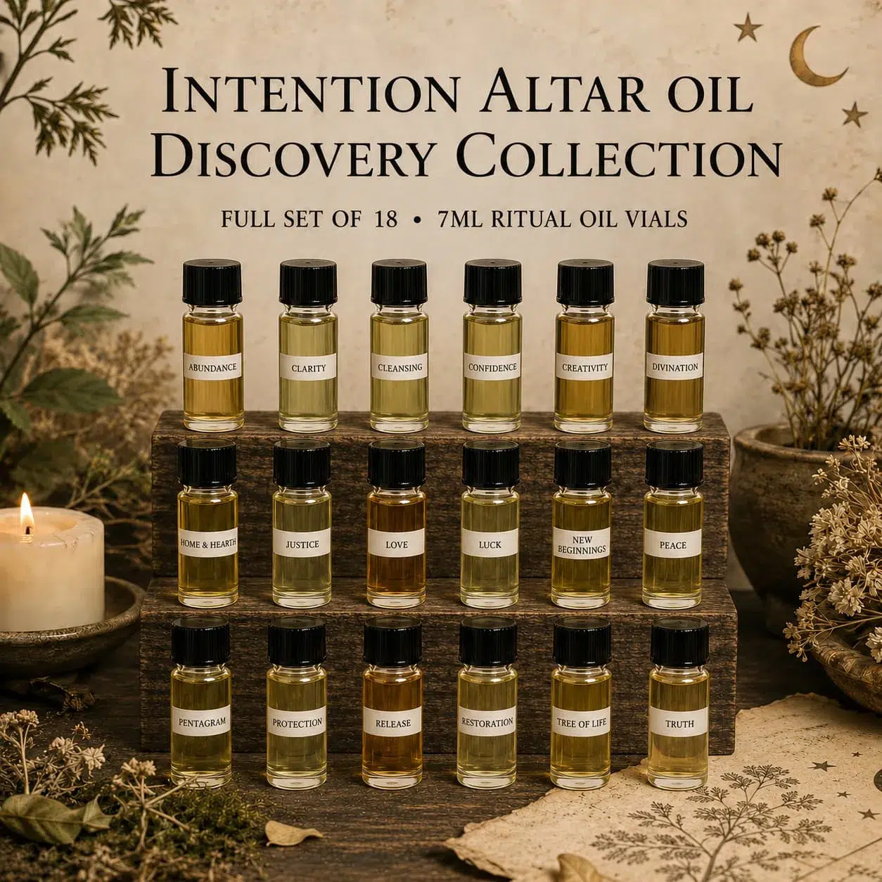 Intention Altar Oil Discovery Collection – Full Set of 18 x 7ml Ritual Oil Vials