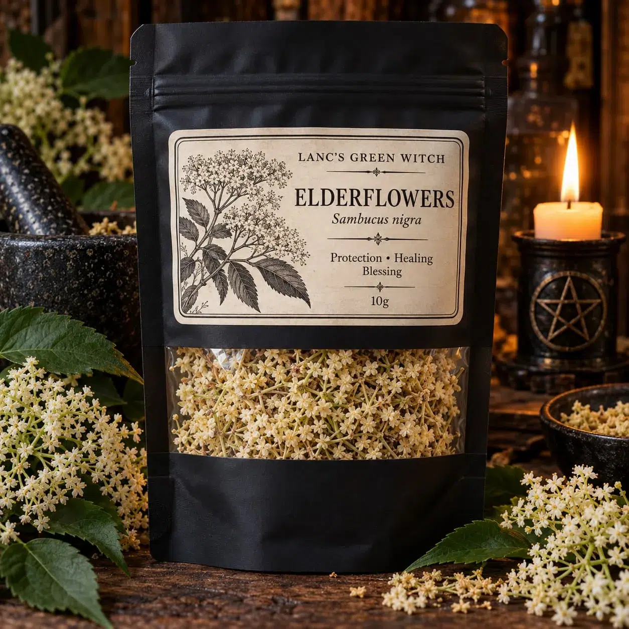 Dried Elderflowers for Witchcraft & Spellwork – 10g Ritual Herb